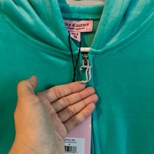 Juicy Couture Coastal Teal Velour Zip-Up Track Jacket, Medium, Jacket Only, BNWT